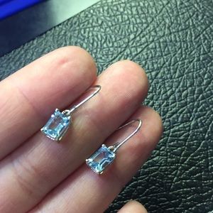Blue topaz emerald cut earrings